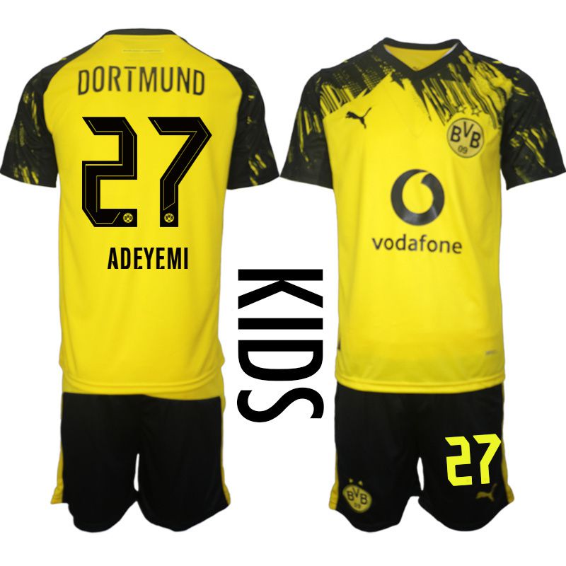 Youth 2025-2026 Club Borussia Dortmund home Yellow #27 Soccer Jersey